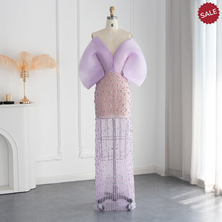 Luxury Lilac Long Evening Dress for Women Wedding Party SS327