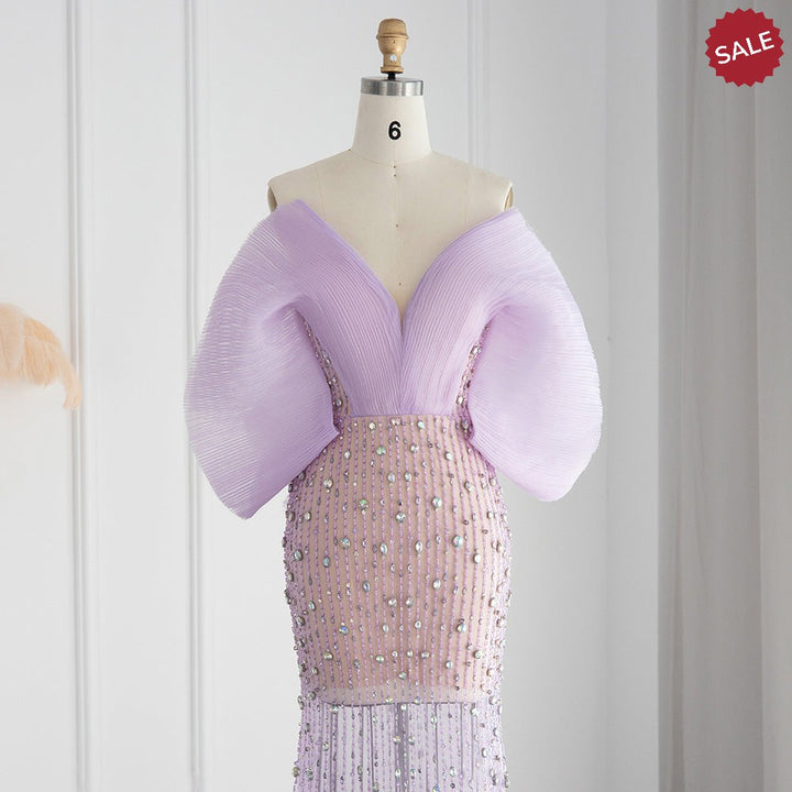 Luxury Lilac Long Evening Dress for Women Wedding Party SS327