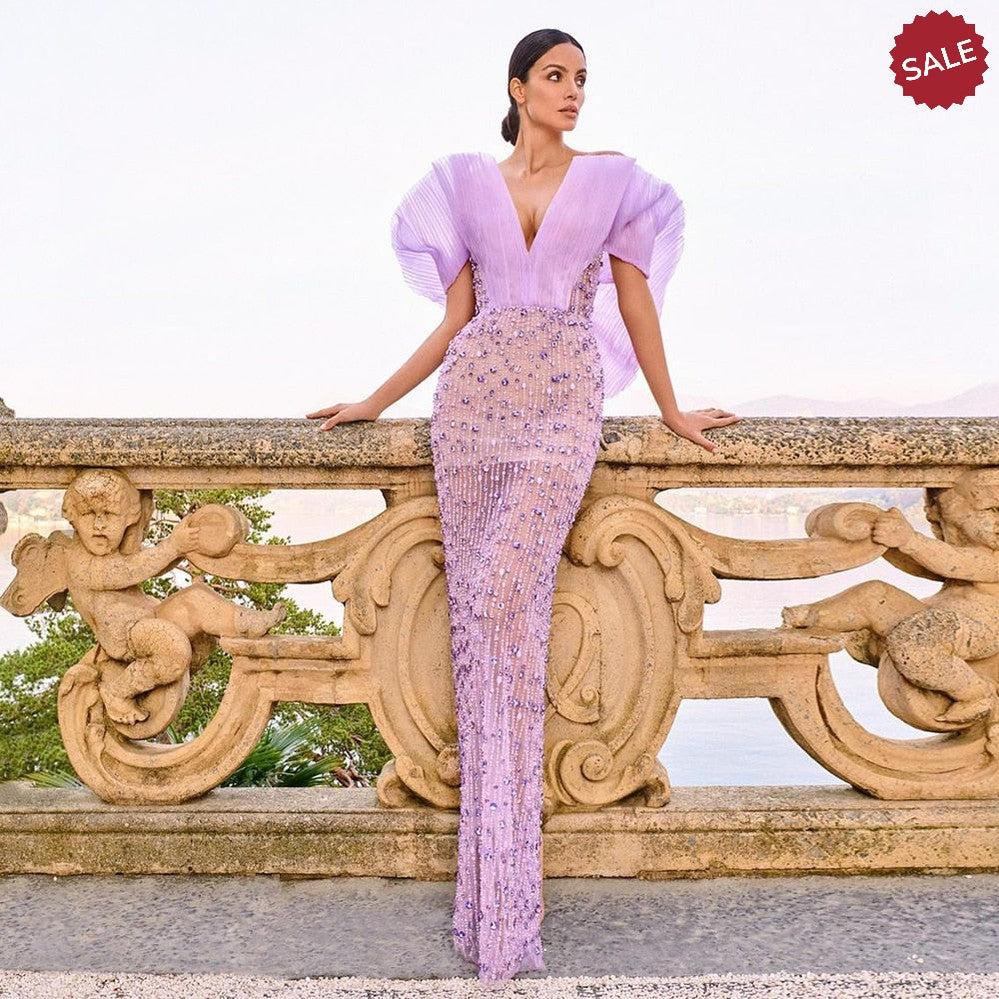 Luxury Lilac Long Evening Dress for Women Wedding Party SS327