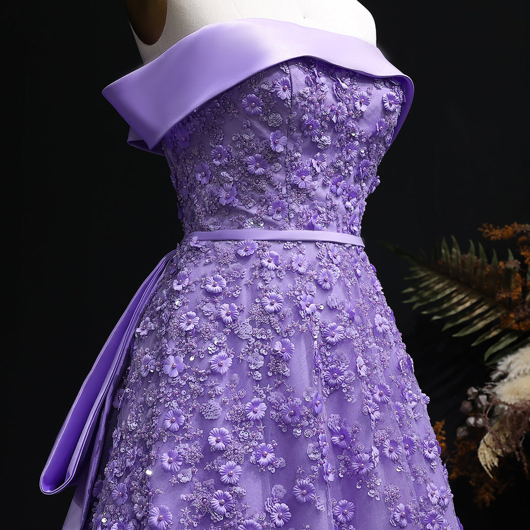Luxury Lilac Mermaid Evening Dress with Sparkling Beads and Overskirt SS556