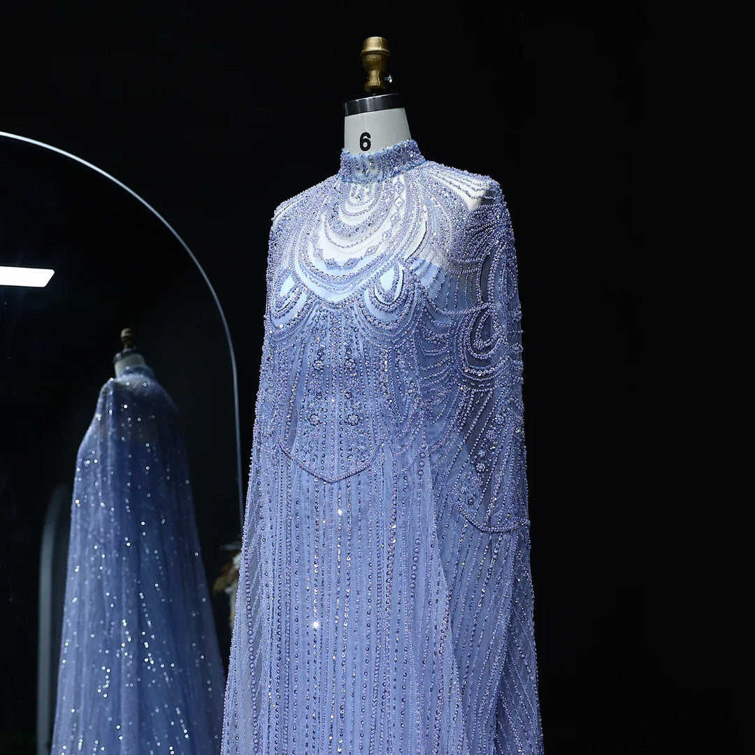 Luxury Nude Beaded High Neck 2 pieces Evening Dress SS780