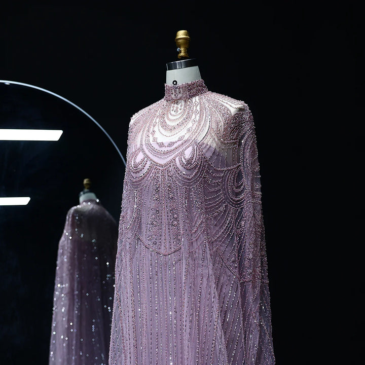 Luxury Nude Beaded High Neck 2 pieces Evening Dress SS780