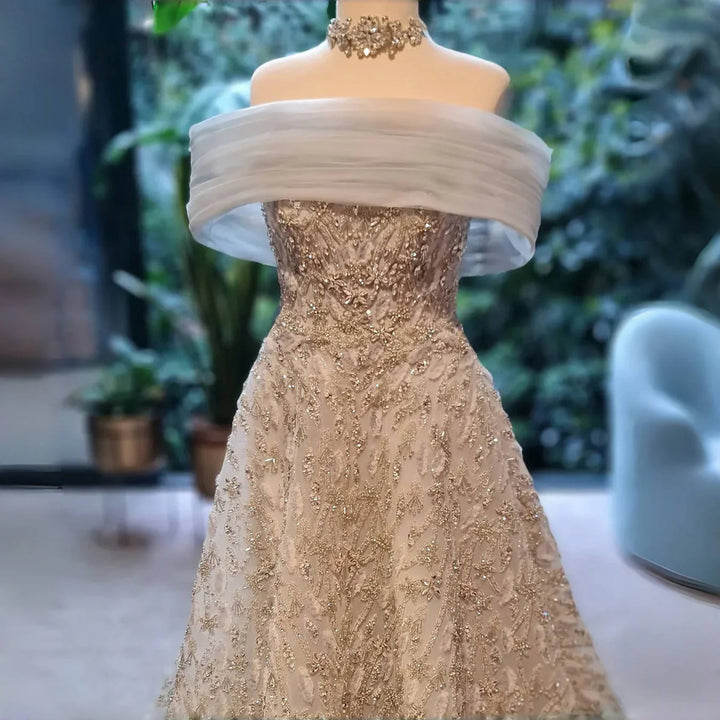 Luxury Orange Embroidered Evening Dress with Sparkling Sequins SS542-DreamyVow