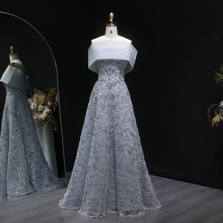 Luxury Orange Embroidered Evening Dress with Sparkling Sequins SS542-DreamyVow