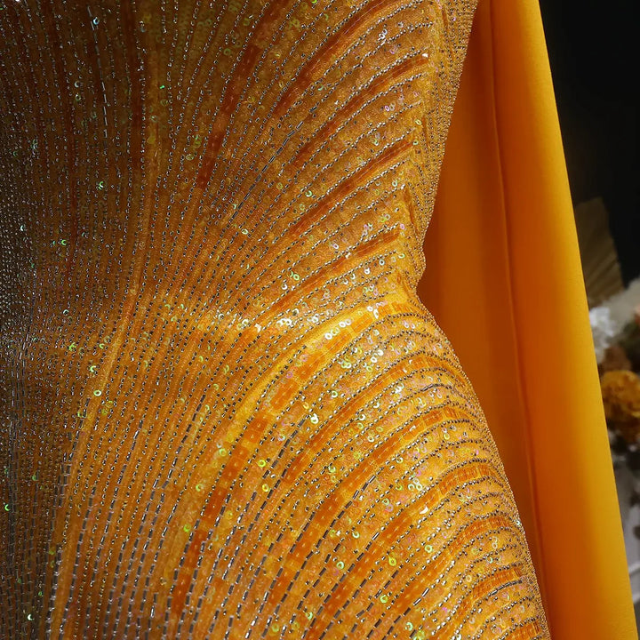 Luxury Orange Sparkle Strapless Peplum Pageant Evening Dress with Scarf SS560-DreamyVow
