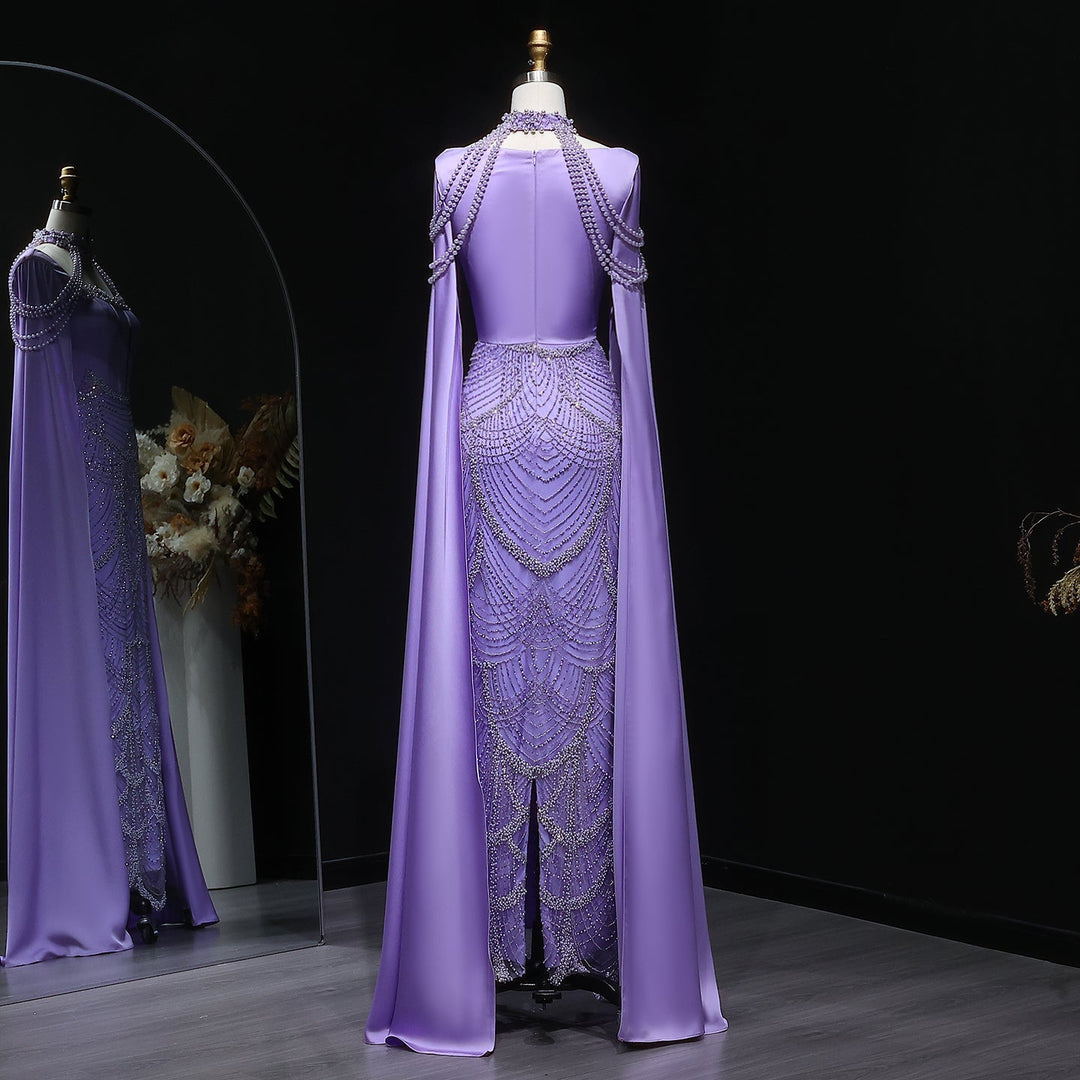 Luxury Pink Beaded Evening Dress with Cape Sleeves SS662 Luxury Pink Beaded Evening Dress with Cape Sleeves SS662