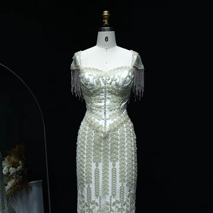 Luxury Pink Cream Evening Dress Formal Party Gowns SS712