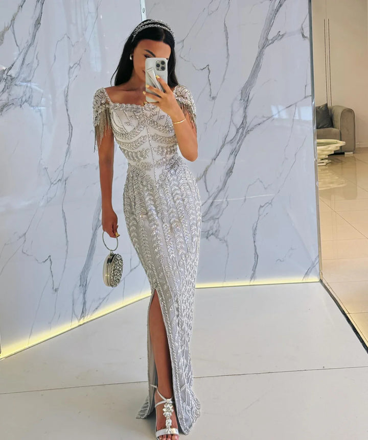 Luxury Pink Cream Evening Dress Formal Party Gowns SS712