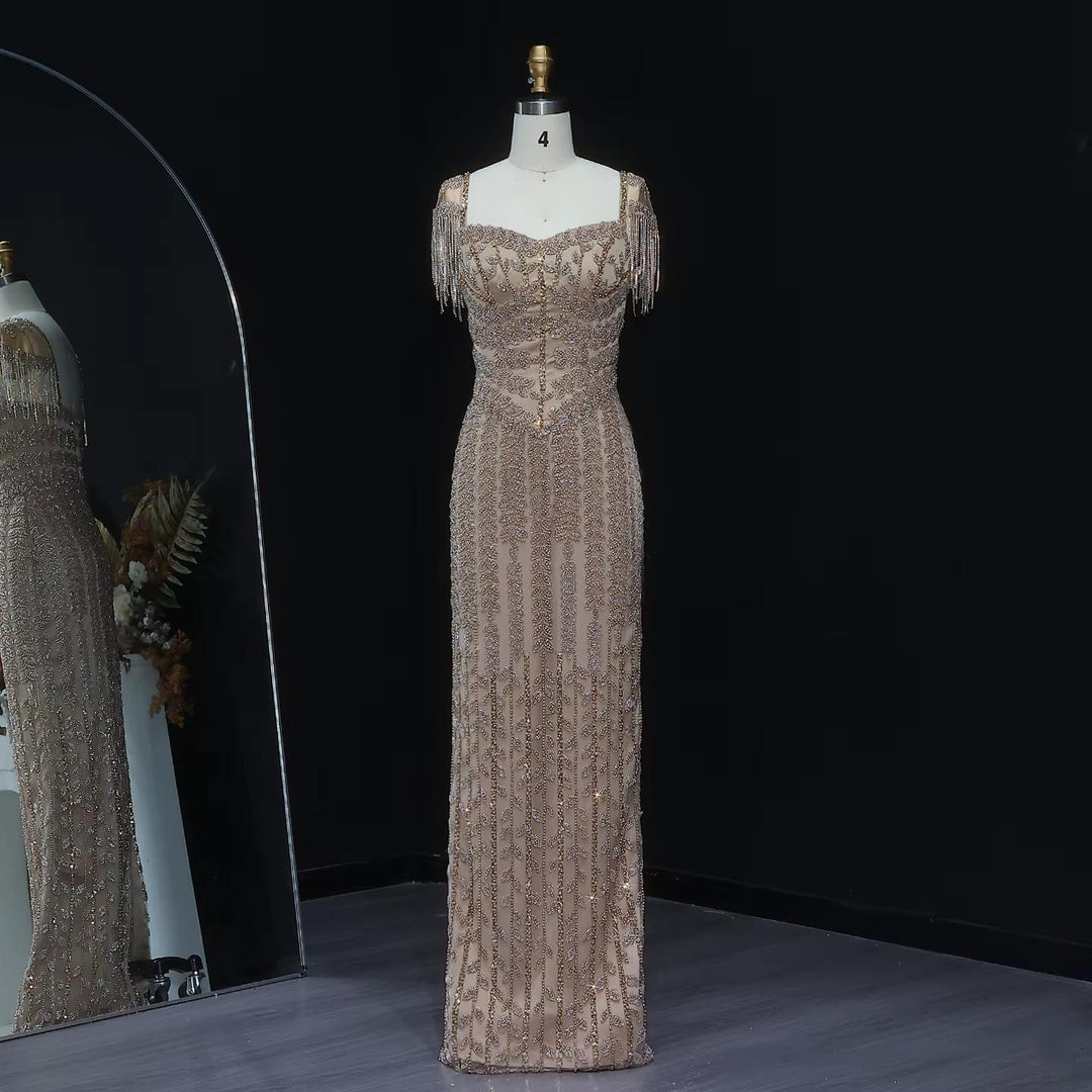 Luxury Pink Cream Evening Dress Formal Party Gowns SS712