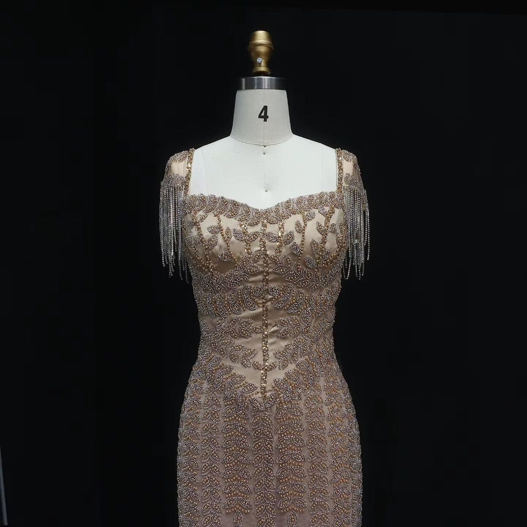 Luxury Pink Cream Evening Dress Formal Party Gowns SS712