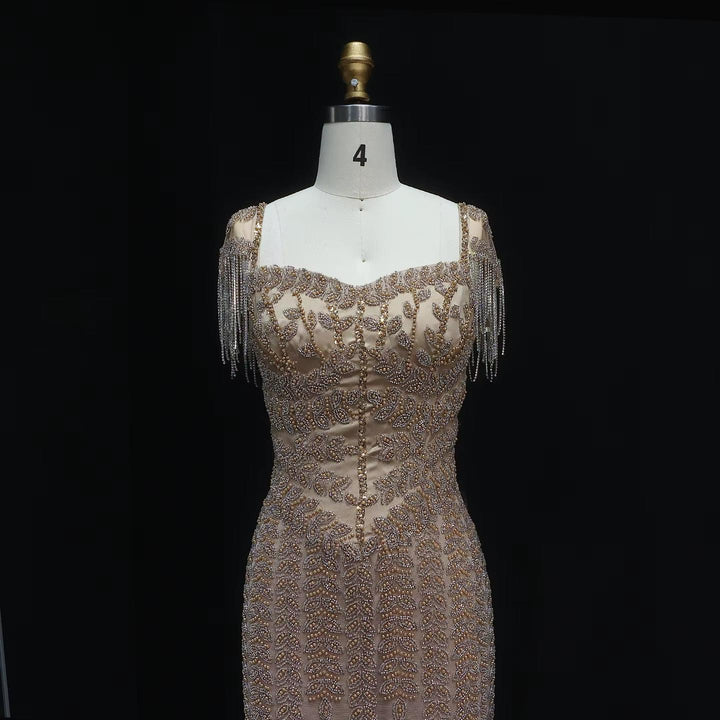 Luxury Pink Cream Evening Dress Formal Party Gowns SS712