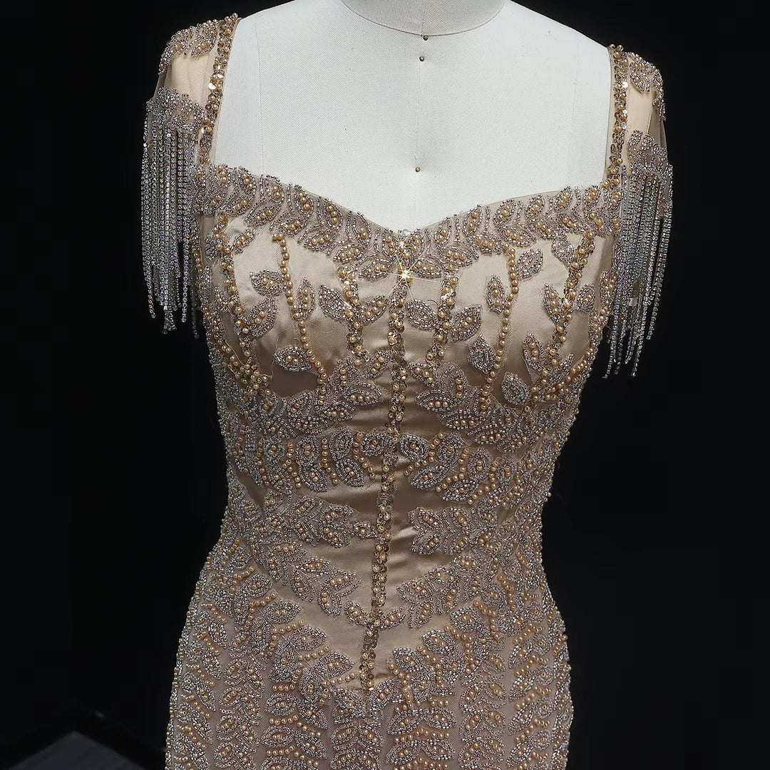 Luxury Pink Cream Evening Dress Formal Party Gowns SS712