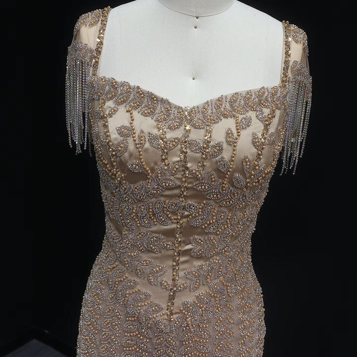Luxury Pink Cream Evening Dress Formal Party Gowns SS712