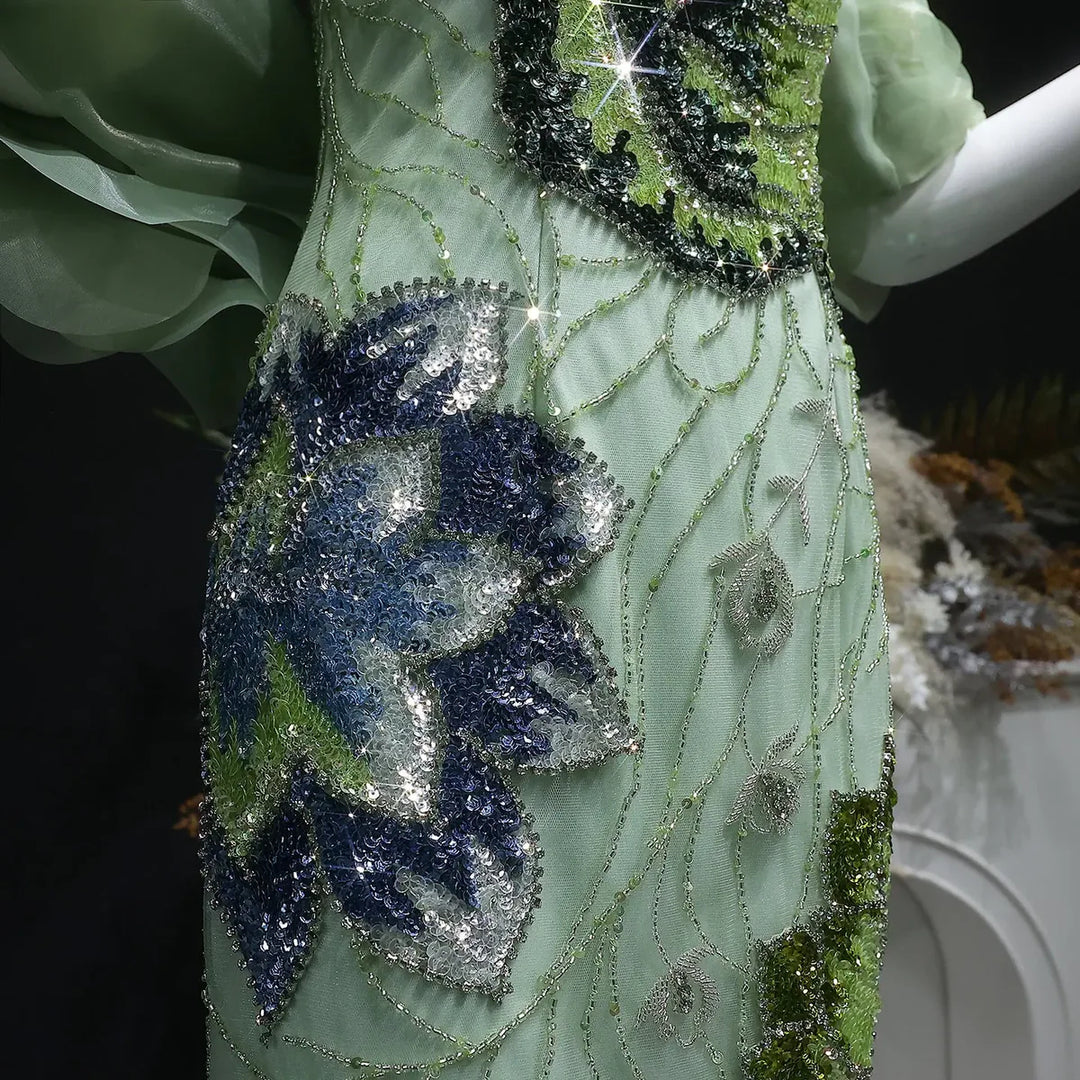 holiday dress up days Green Puffy Tulle with Pink Floral Top Evening Dress Party Dress, Green Off  Shoulder Prom Dress