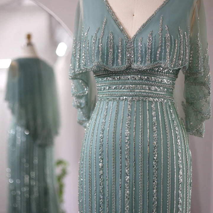 Luxury Pink Mermaid Dubai Evening Dresses with Cape SS284