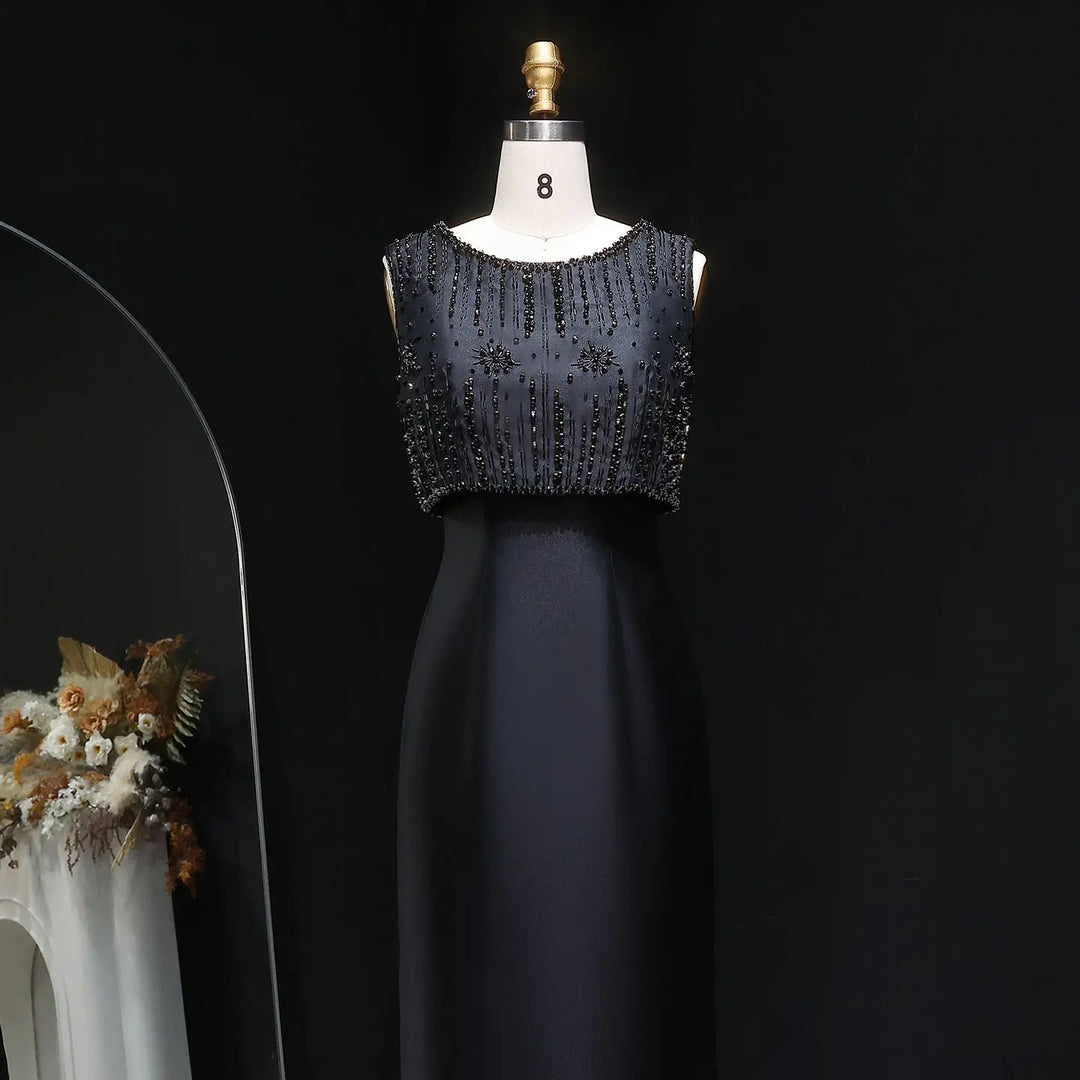 Luxury Rhinestones Silver Midi Evening Dress SS277-DreamyVow