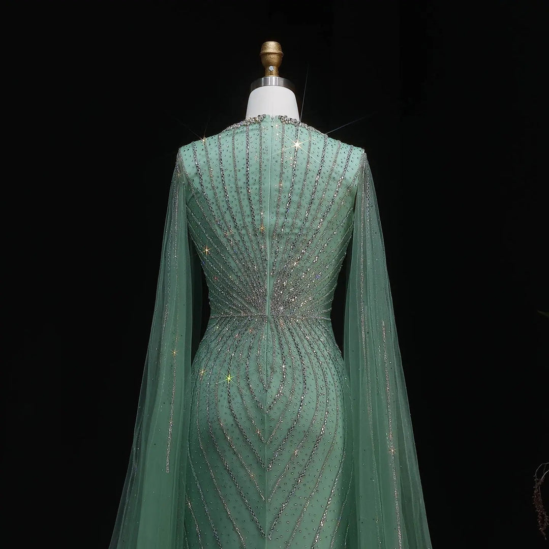 Luxury Sweetheart Neck Beaded Evening Dress with Cape Sleeves SS130-DreamyVow