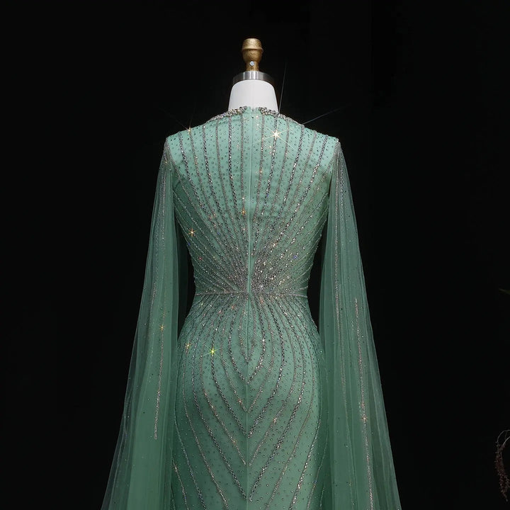 Luxury Sweetheart Neck Beaded Evening Dress with Cape Sleeves SS130-DreamyVow