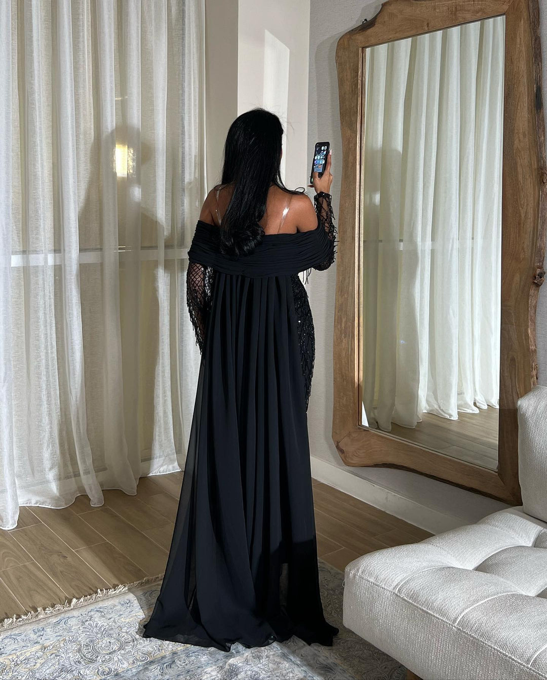 Luxury Tassel Lilac Off Shoulder Evening Dress with Cape SS708