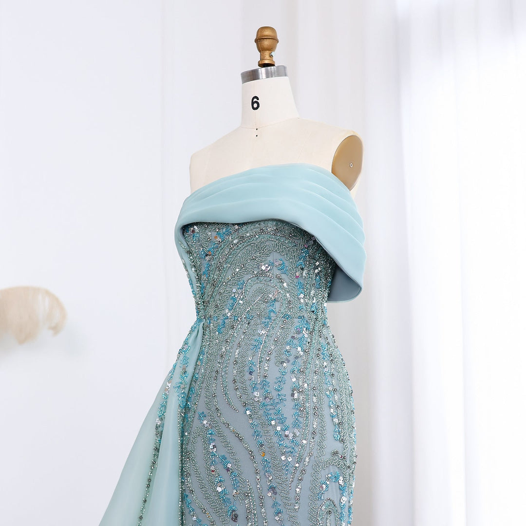 turquoise one shoulder dress Turquoise Viscose Darla Feather Printed One-Shoulder Maxi Cocktail Dress by THE IASO at Pernia's Pop Up Shop 2026