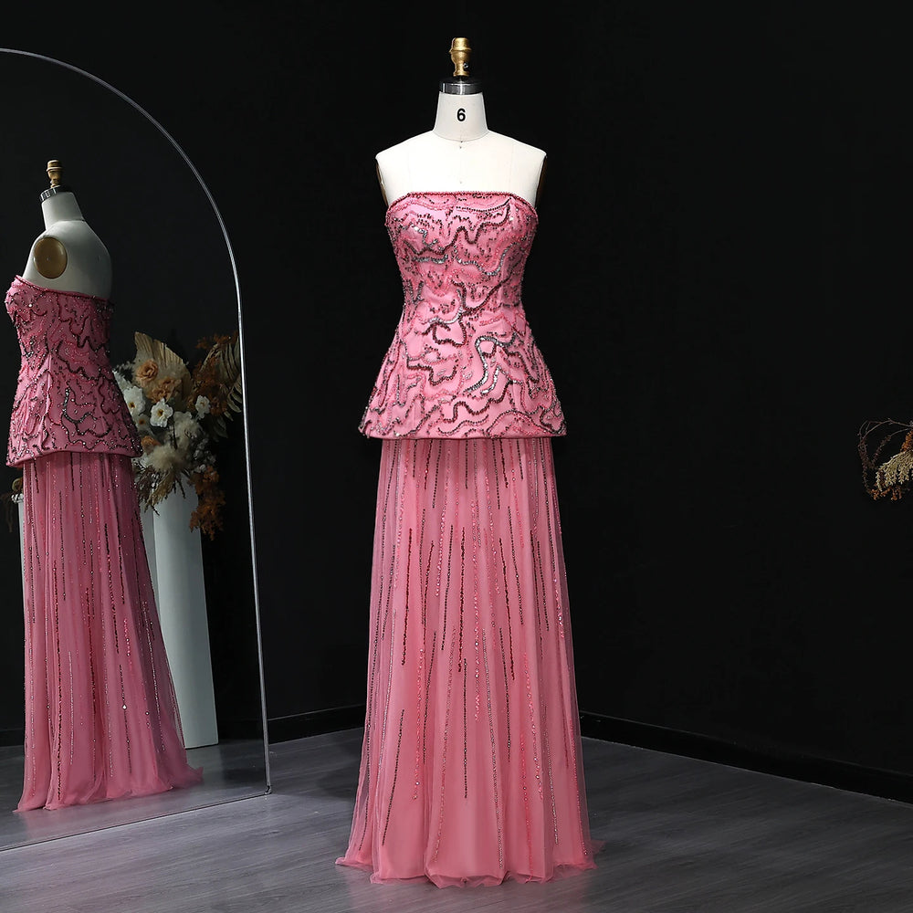 Luxury Two Piece Crystal Sequin Evening Dress SS218-DreamyVow