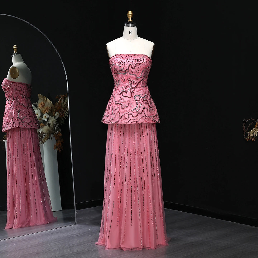 Luxury Two Piece Crystal Sequin Evening Dress SS218-DreamyVow