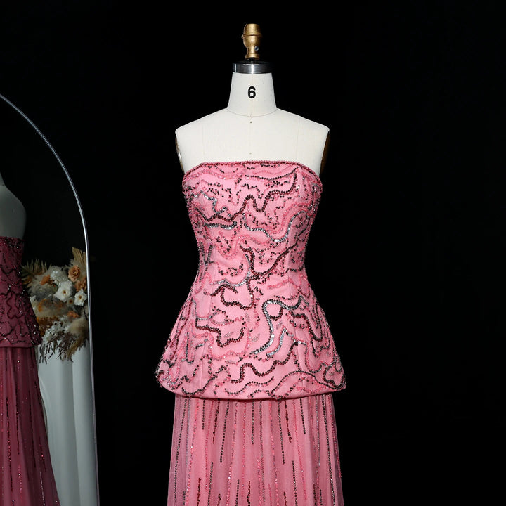 Luxury Two Piece Crystal Sequin Evening Dress SS218-DreamyVow