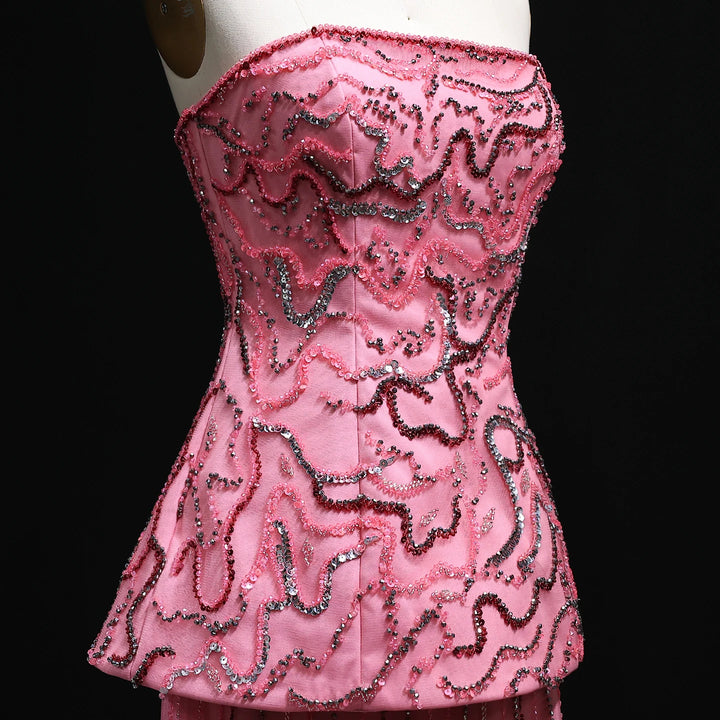 Luxury Two Piece Crystal Sequin Evening Dress SS218-DreamyVow