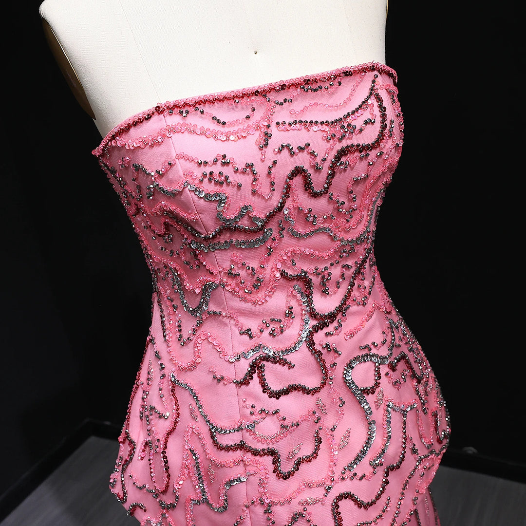 Luxury Two Piece Crystal Sequin Evening Dress SS218-DreamyVow