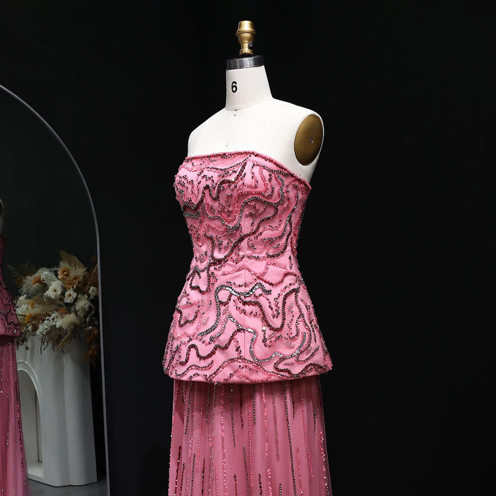 Luxury Two Piece Crystal Sequin Evening Dress SS218-DreamyVow