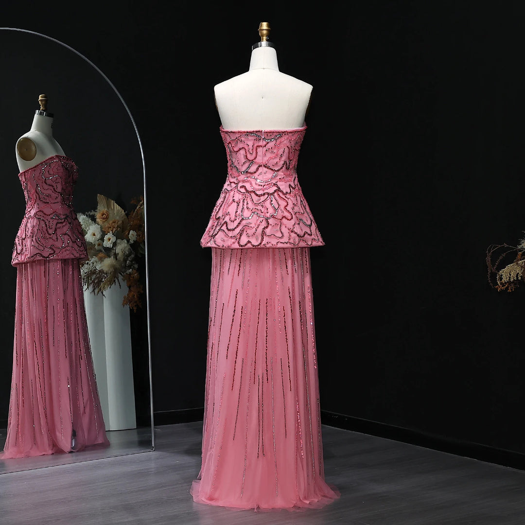 Luxury Two Piece Crystal Sequin Evening Dress SS218-DreamyVow