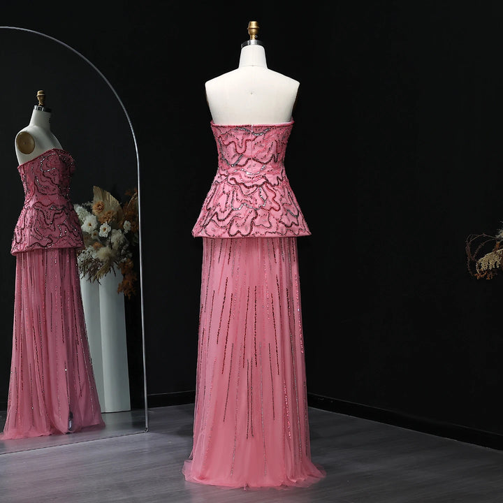 Luxury Two Piece Crystal Sequin Evening Dress SS218-DreamyVow