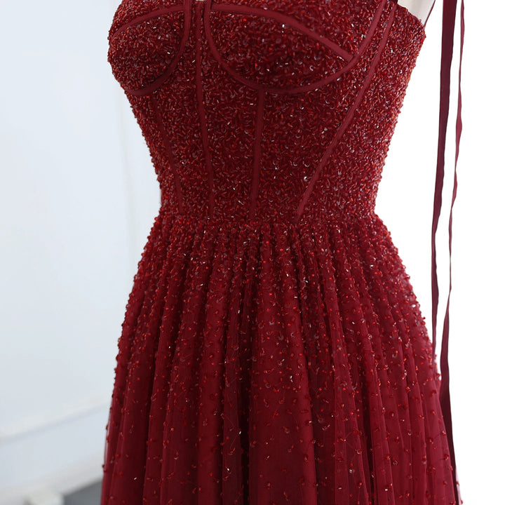 Luxury Wine Red Pink Dubai Evening Dresses SS263