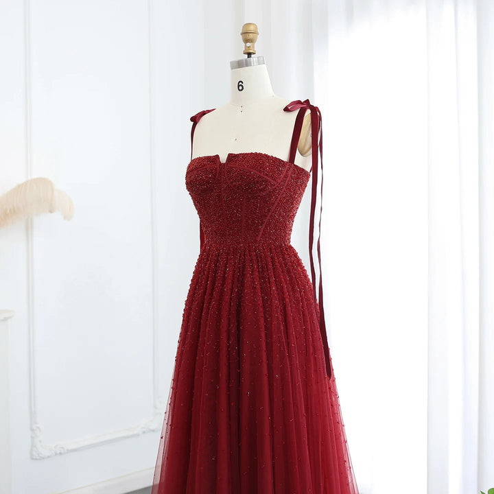 Luxury Wine Red Pink Dubai Evening Dresses SS263
