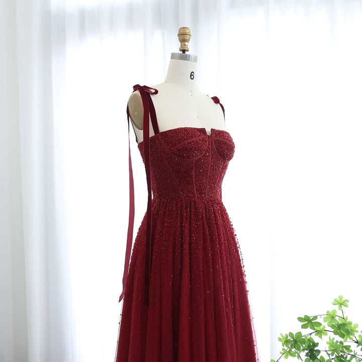 Luxury Wine Red Pink Dubai Evening Dresses SS263