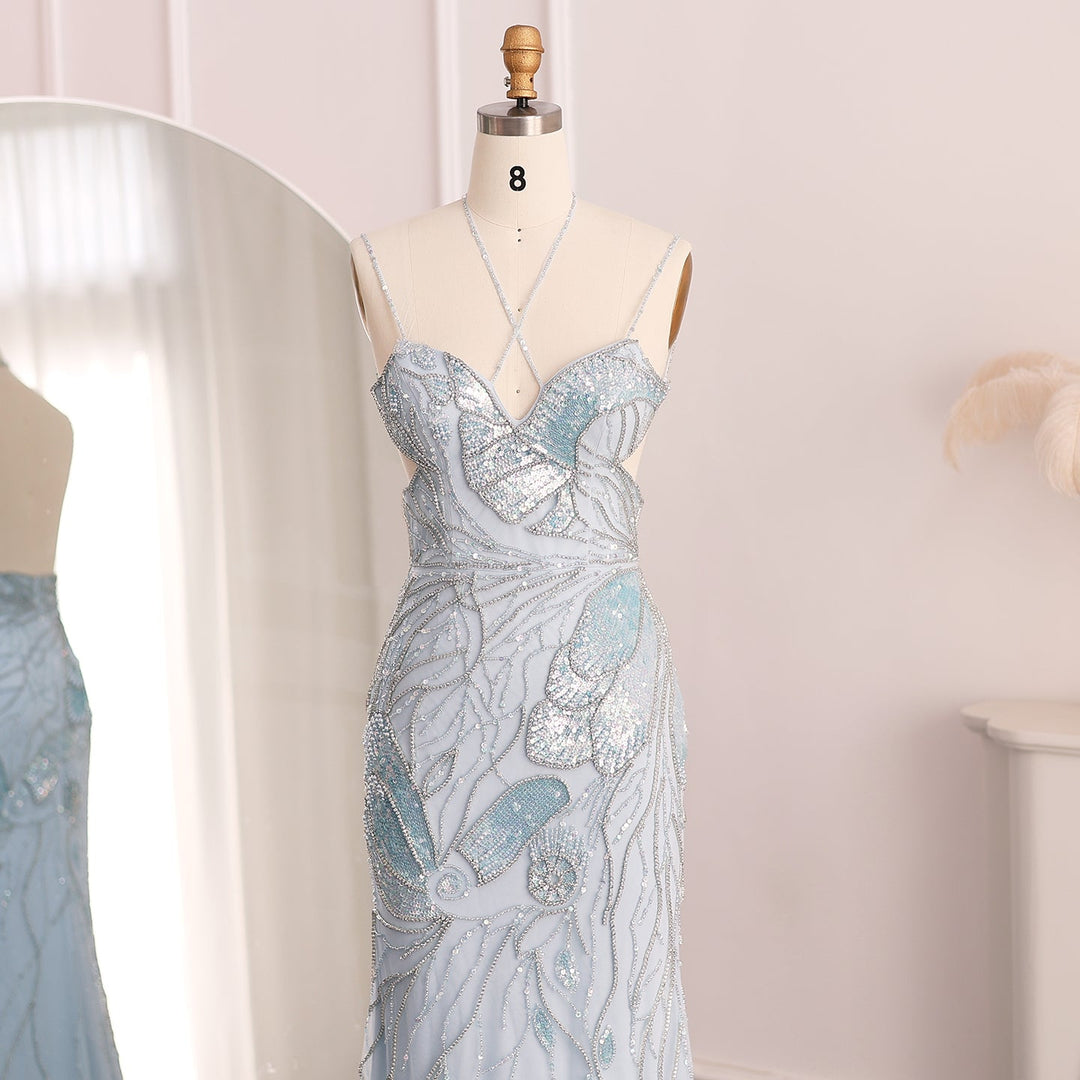 Mermaid Pink Evening Dresses with Feathers Scarf Spaghetti Straps SS478