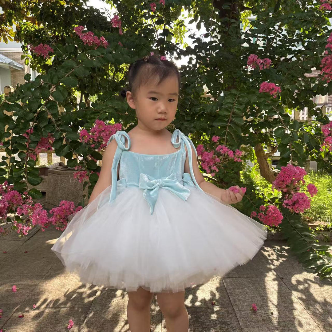 Pink and White Flower Girl Dress for Girls Birthday Party Performance D117