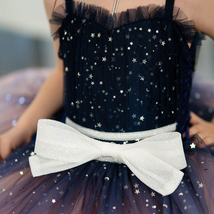 Twinkle Pink Flower Girl Dress with White Bow for Toddler Party D133