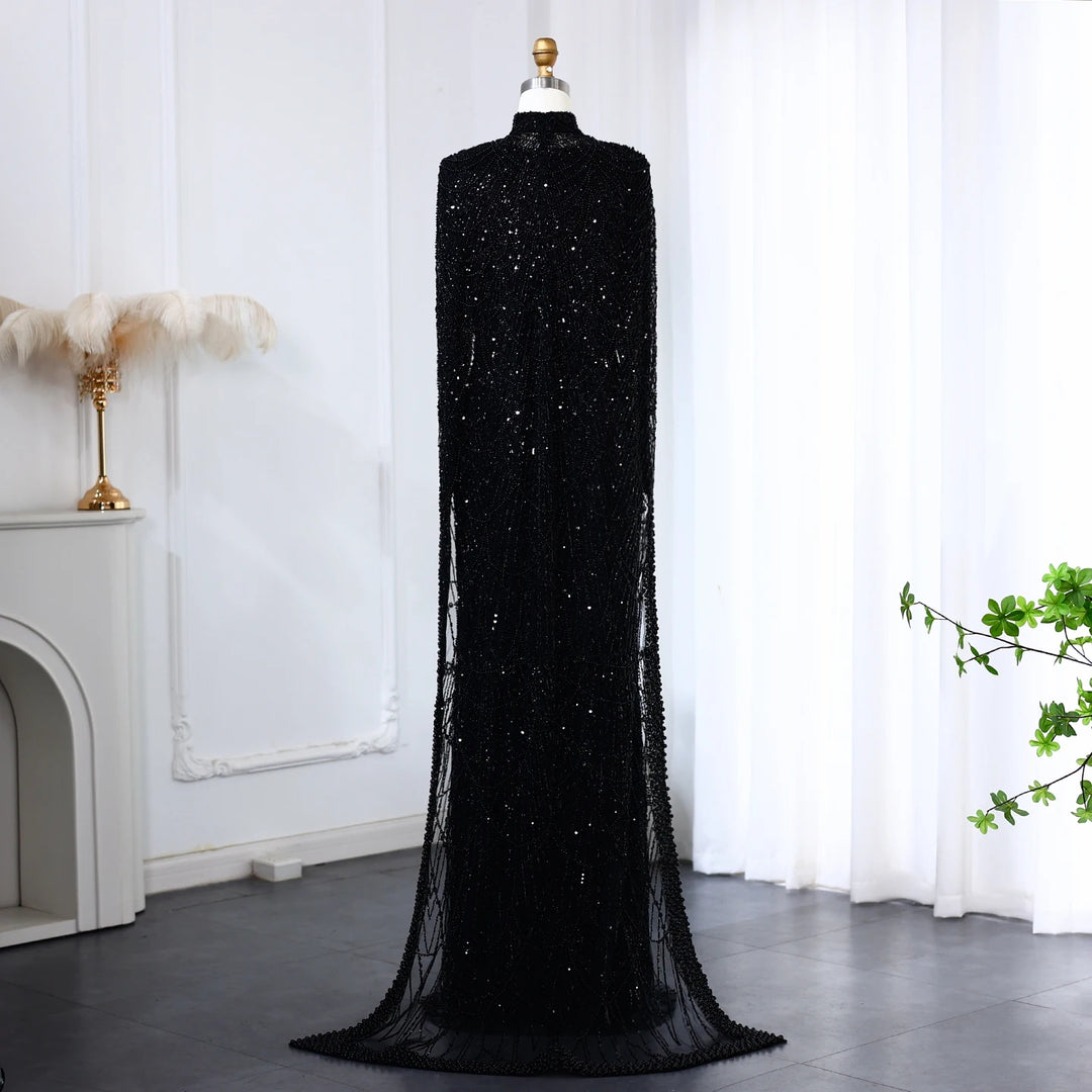Nude Luxury Long Sleeves Muslim Evening Dresses with Cape SS369A Emerald Green / 22 Nude Luxury Long Sleeves Muslim Evening Dresses with Cape SS369A Emerald Green / 22