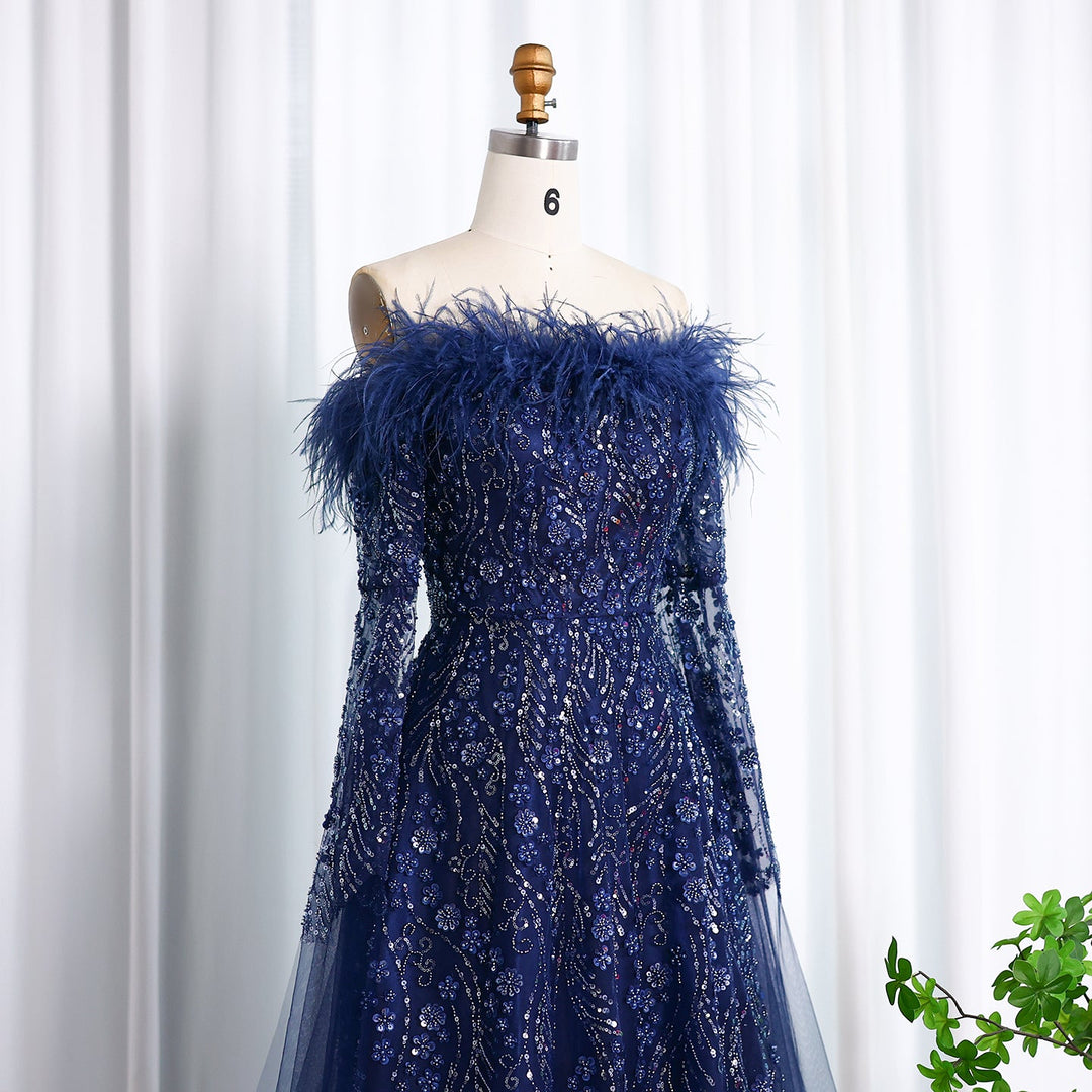 Off Shoulder Feathers Brown Evening Dress with Cape Sleeves SS707 DreamyVow Off Shoulder Feathers Brown Evening Dress with Cape Sleeves SS707 DreamyVow