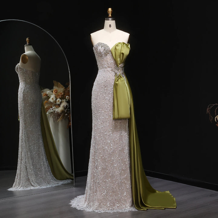 Elegant Overskirt Evening Dress with Sparkling Crystals SS617