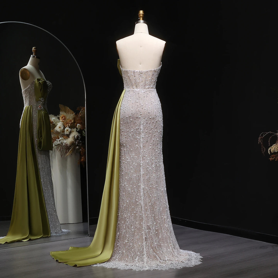 Elegant Overskirt Evening Dress with Sparkling Crystals SS617