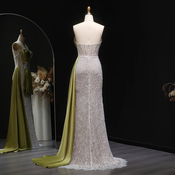 Elegant Overskirt Evening Dress with Sparkling Crystals SS617