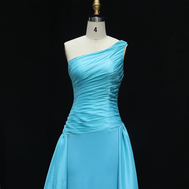 One Shoulder Arabic Evening Dress Overskirt Dubai Wedding SS231