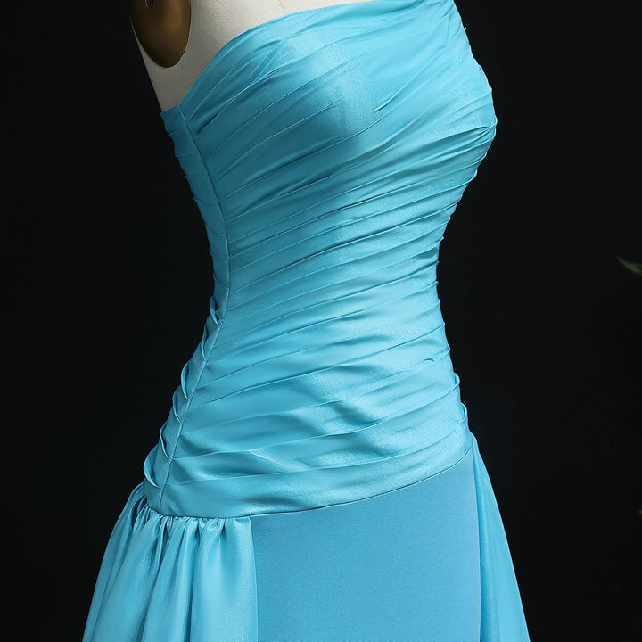 One Shoulder Arabic Evening Dress Overskirt Dubai Wedding SS231
