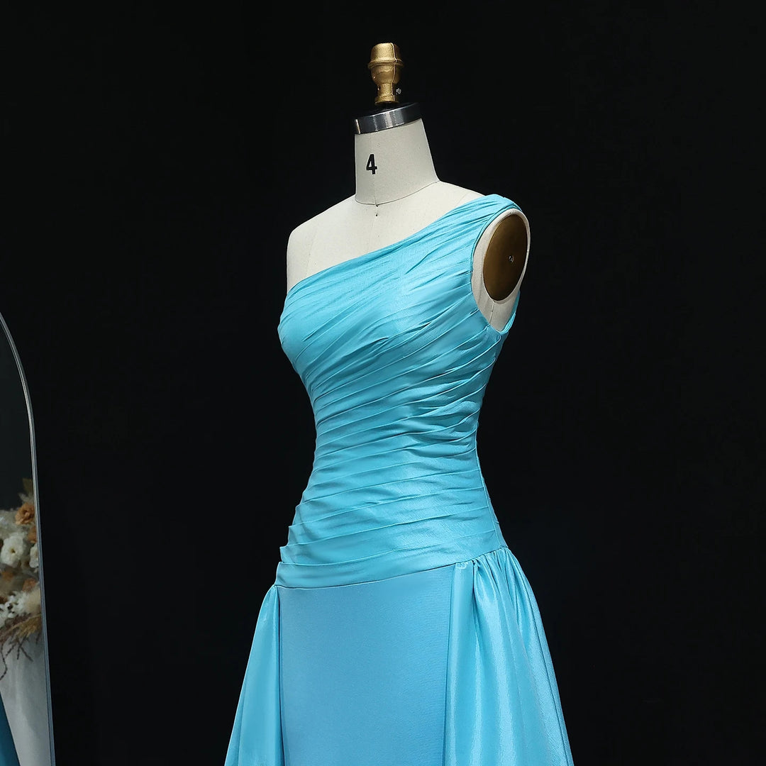 One Shoulder Arabic Evening Dress Overskirt Dubai Wedding SS231