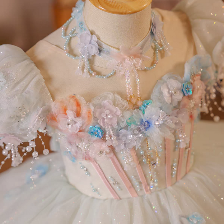 Elegant Crystal Beaded Girl Party Dress Princess Birthday J604