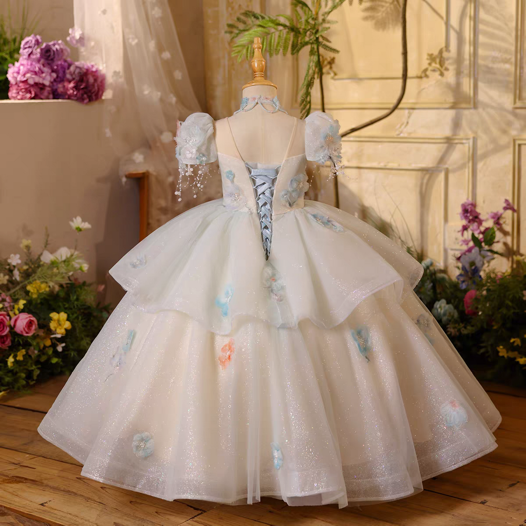 Elegant Crystal Beaded Girl Party Dress Princess Birthday J604