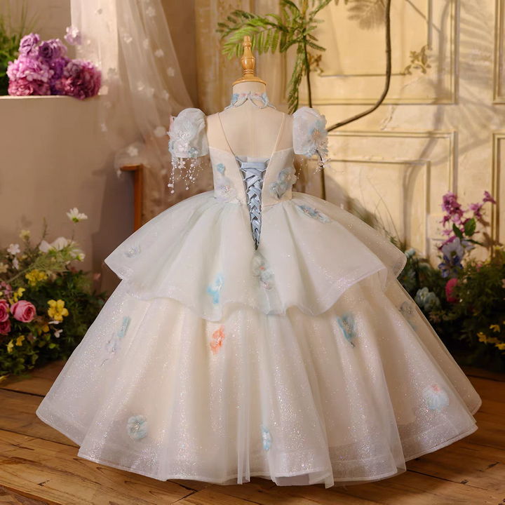 Elegant Crystal Beaded Girl Party Dress Princess Birthday J604