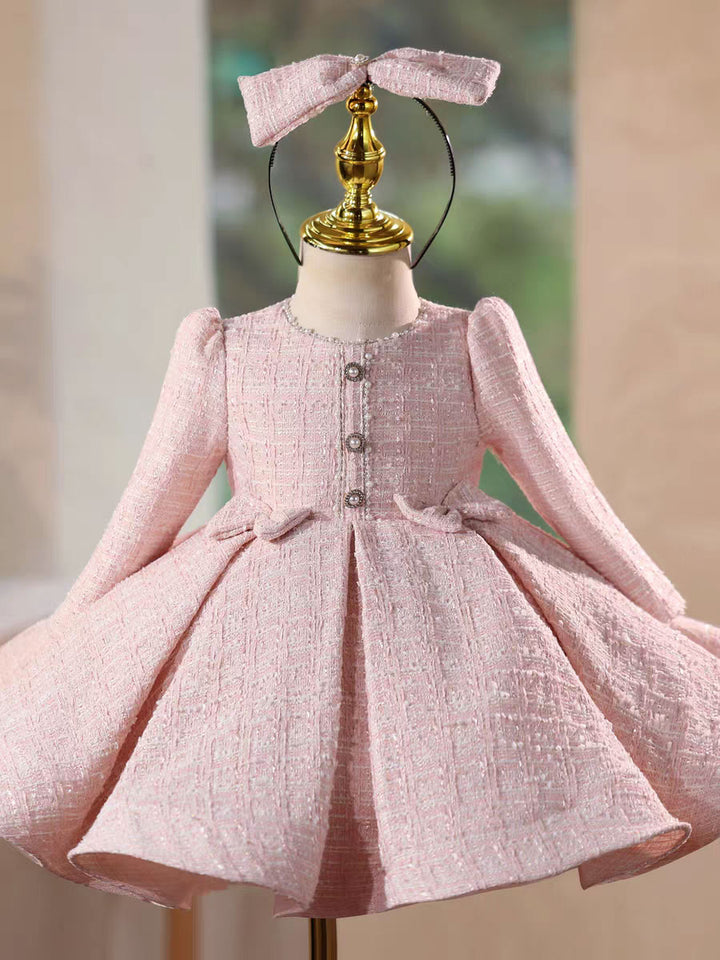 Pink Long Sleeve Princess Girl Dress for Birthday Party J718